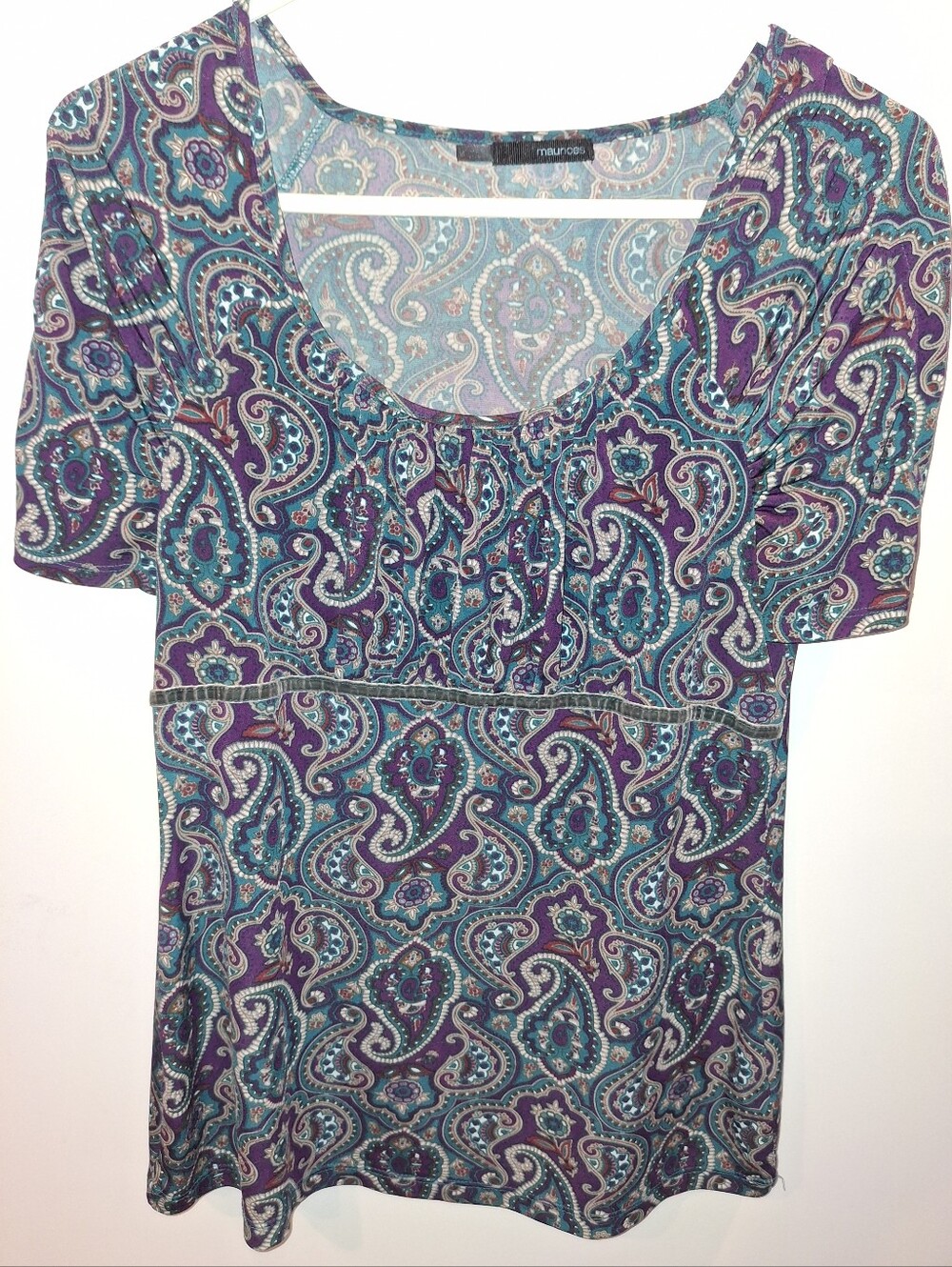 Maurices Teal & Purple Paisley Scoop-Neck Tunic